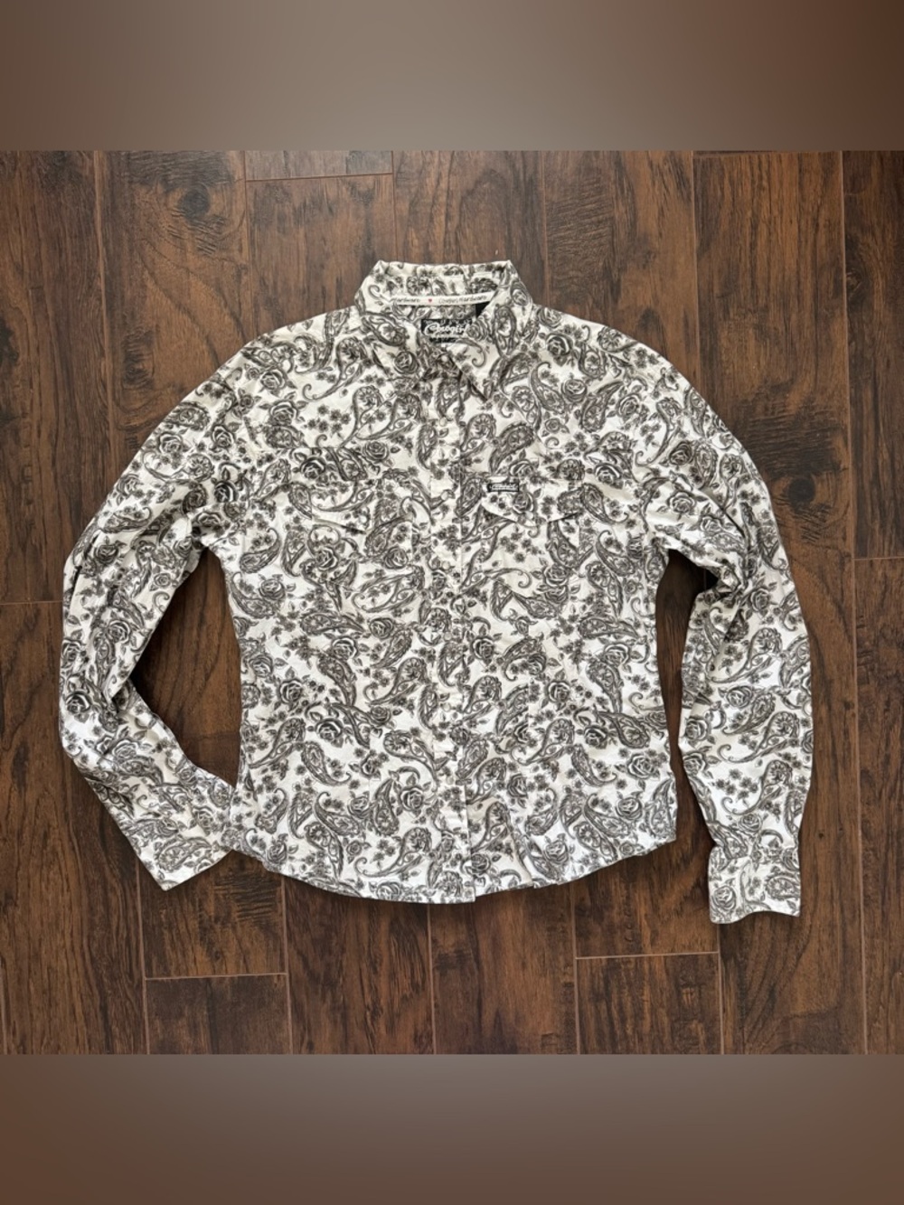 Cowgirl Hardware XL Black and White Floral Paisley Western Pearl Snap Shirt